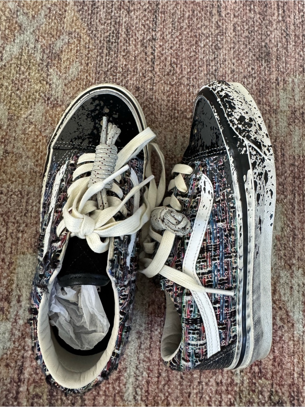 Vans Black White Multi-Color Low-Top Sneakers